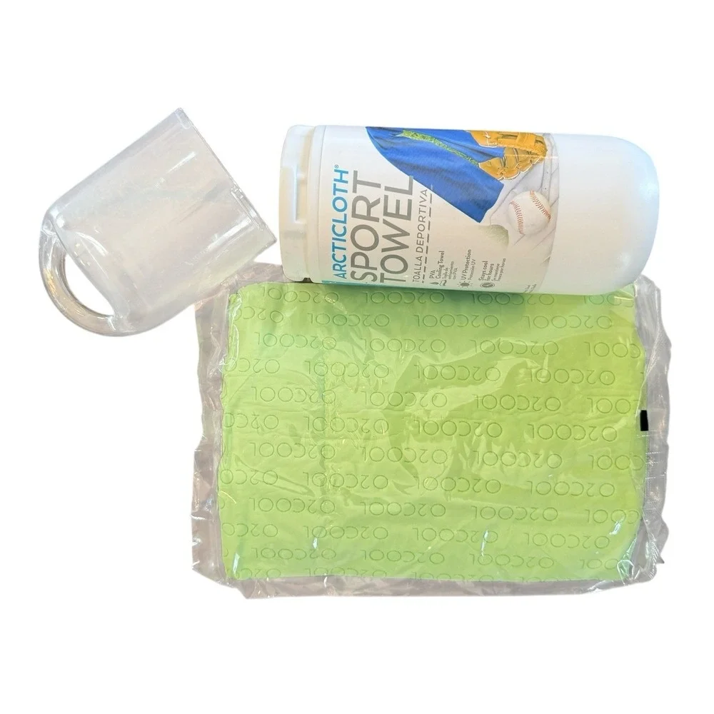 O2COOL Arcticloth Sport Towel CT01001 Lime Green 13x33in Cooling Gym Yoga